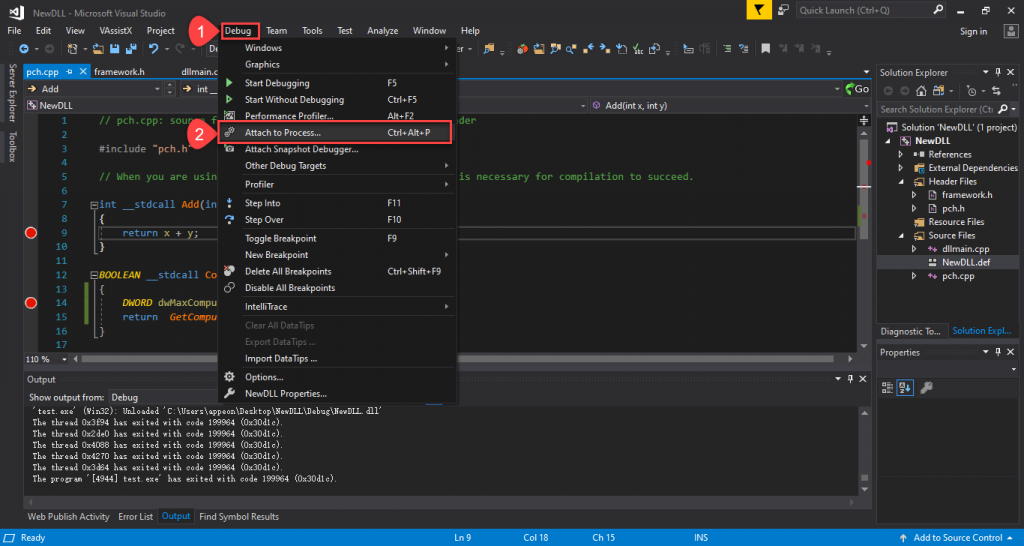 Visual studio attach to process вместо start